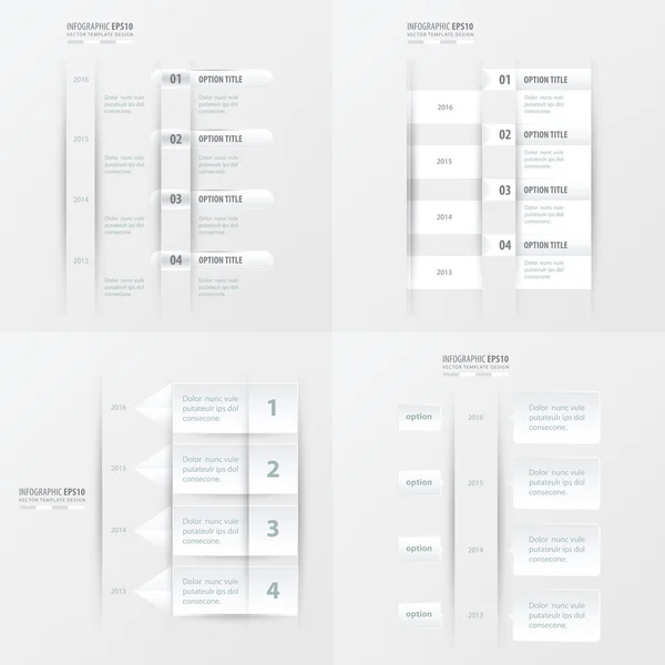 타임 라인 디자인 4 항목 화이트 색상 — 스톡 벡터