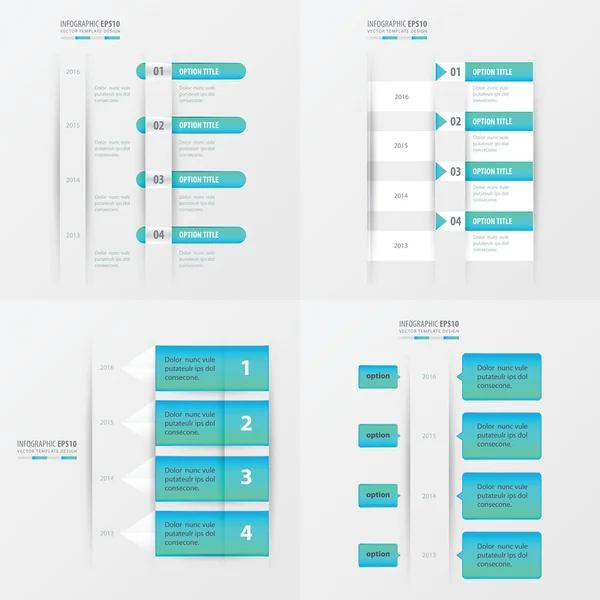 Timeline design 4 položky modrá barva přechodu — Stockový vektor