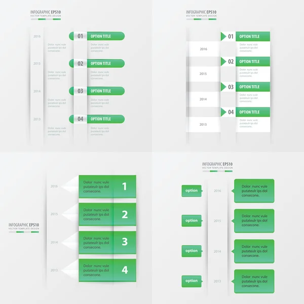 Diseño de la línea de tiempo 4 elemento verde gradiente color — Archivo Imágenes Vectoriales