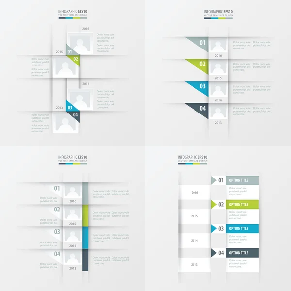 Timeline Vektor Design 4 Element grün, blau, graue Farbe — Stockvektor