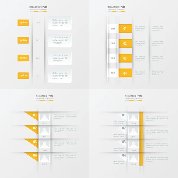 Tijdlijn vector design 4 item gele kleur — Stockvector