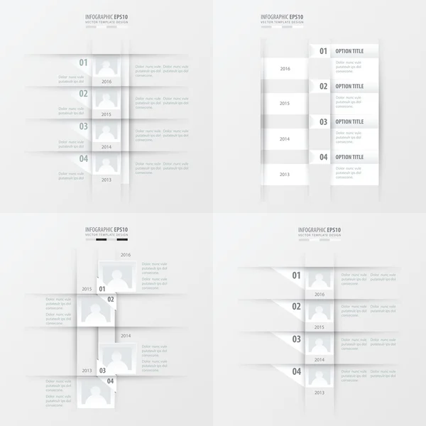 タイムライン ベクター デザイン 4 アイテム ホワイト色 — ストックベクタ