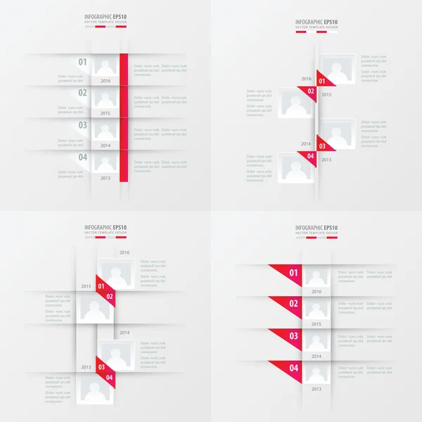 Tijdlijn vector design 4 item roze kleur voor de kleurovergang — Stockvector