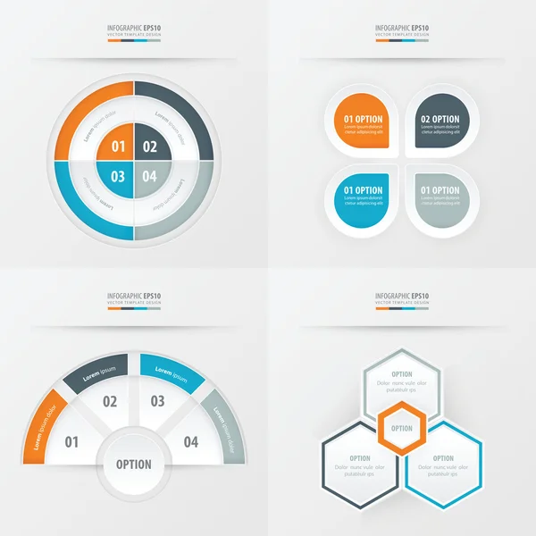 Template design 4 objekt Orange, blå, grå färg — Stock vektor