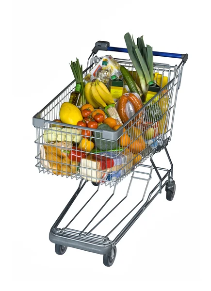 Shopping cart with foods — Stock Photo, Image