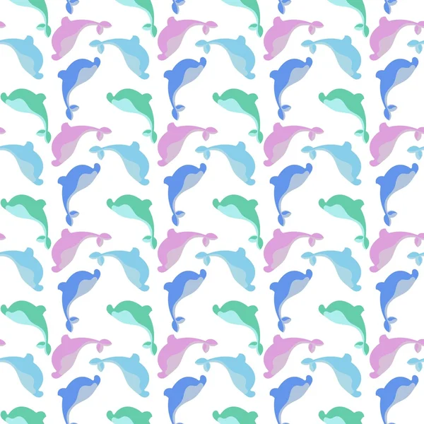 Sömlös bakgrund med delfiner — Stock vektor