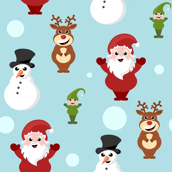 Ismétlődő háttér karácsonyi rajzfilmfigurák — Stock Vector