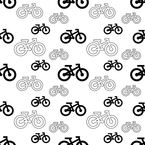 Bicycle seamless pattern black and white — Stock Vector