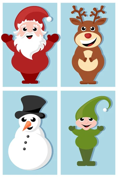 Personajes de Navidad colección de dibujos animados diseño — Archivo Imágenes Vectoriales