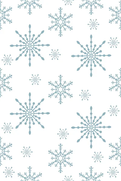 Patrón sin costuras con copos de nieve azules sobre fondo blanco — Vector de stock