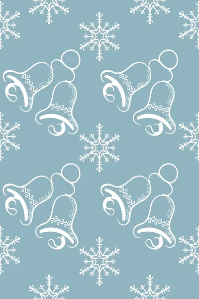 Patrón sin costuras con copos de nieve y campanas de jingle — Archivo Imágenes Vectoriales