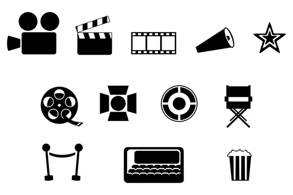 Cinema eenvoudige pictogrammenset — Stockvector