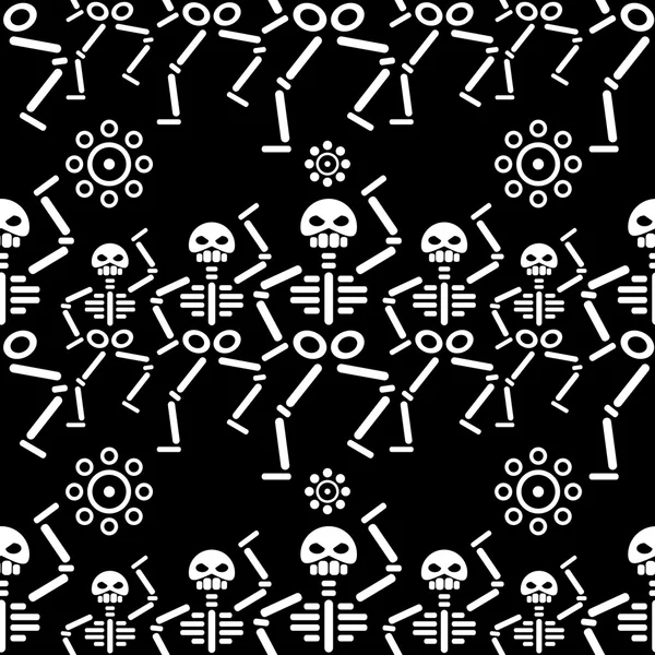 Día de la muerte patrón repetitivo con esqueleto abstracto y flor — Archivo Imágenes Vectoriales