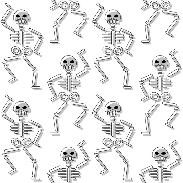 Patrón de repetición con esqueleto sobre fondo blanco — Archivo Imágenes Vectoriales