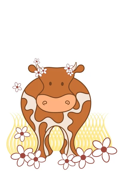 Vaca marrón — Vector de stock