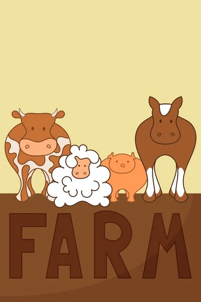 Farm animals set with sign — Stock Vector