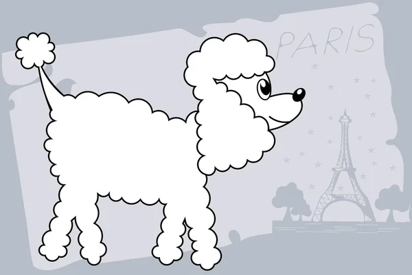 Zeichentrickpudel Hund Gassi gehen — Stockvektor
