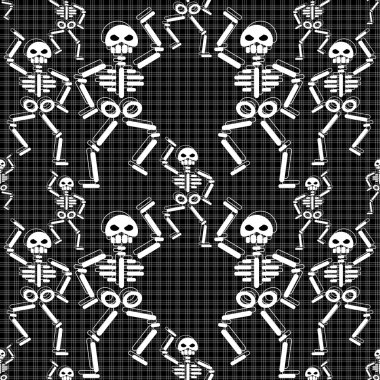 siyah arka plan üzerine iskelet dans ile yinelenen desen