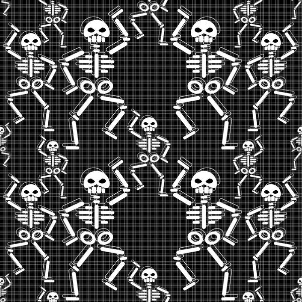 Patrón de repetición con esqueletos de baile sobre fondo negro — Archivo Imágenes Vectoriales