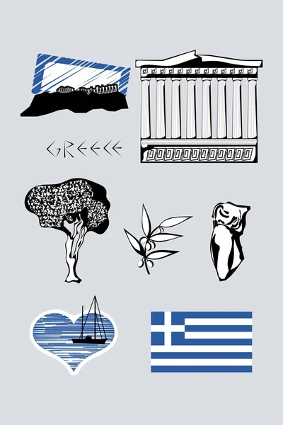 Griekenland tekeningen en symbolen Rechtenvrije Stockillustraties