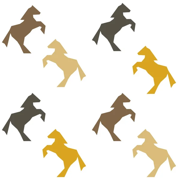 Επαναλαμβανόμενο μοτίβο με μουστάρδα και καφέ άλμα άλογο σιλουέτα — Διανυσματικό Αρχείο