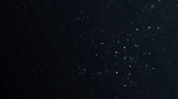 Toz parçacığı parlıyor. Siyah arka planda enerji akışı. Parçacıkların soyut arkaplanı. 3B görüntüleme.