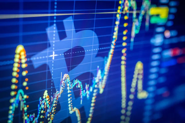 Análisis Datos Mercado Criptomonedas Cambio Los Gráficos Velas Barras Otros — Foto de Stock