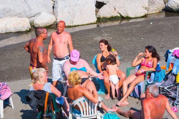 Naples Italy May Summer Day Mediterranean Coast People Relax Sunbathe — Stock Photo, Image