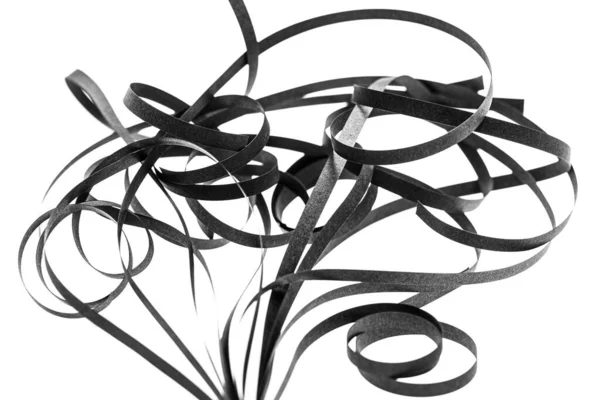 Egy Göndör Fekete Papírszalag Absztrakt Művészi Minták Tervezés Kész Megoldások — Stock Fotó