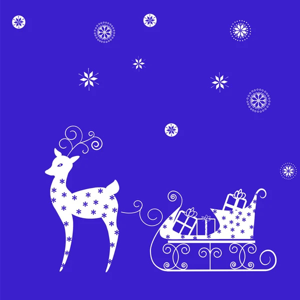 bir geyik ile hediyeler Noel arka plan üzerinde çizim