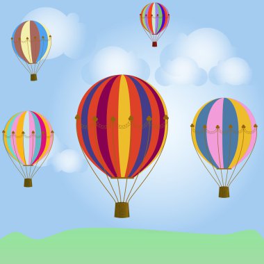 Mavi gökyüzünde renkli balonlar