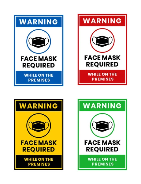 Maskers Vereist Teken Verticale Waarschuwingssignalen Vereiste Maskers Rechtenvrije Stockvectors