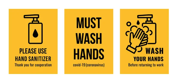 Set Van Hand Wassen Teken Zoals Hand Sanitizer Moet Handen Rechtenvrije Stockillustraties