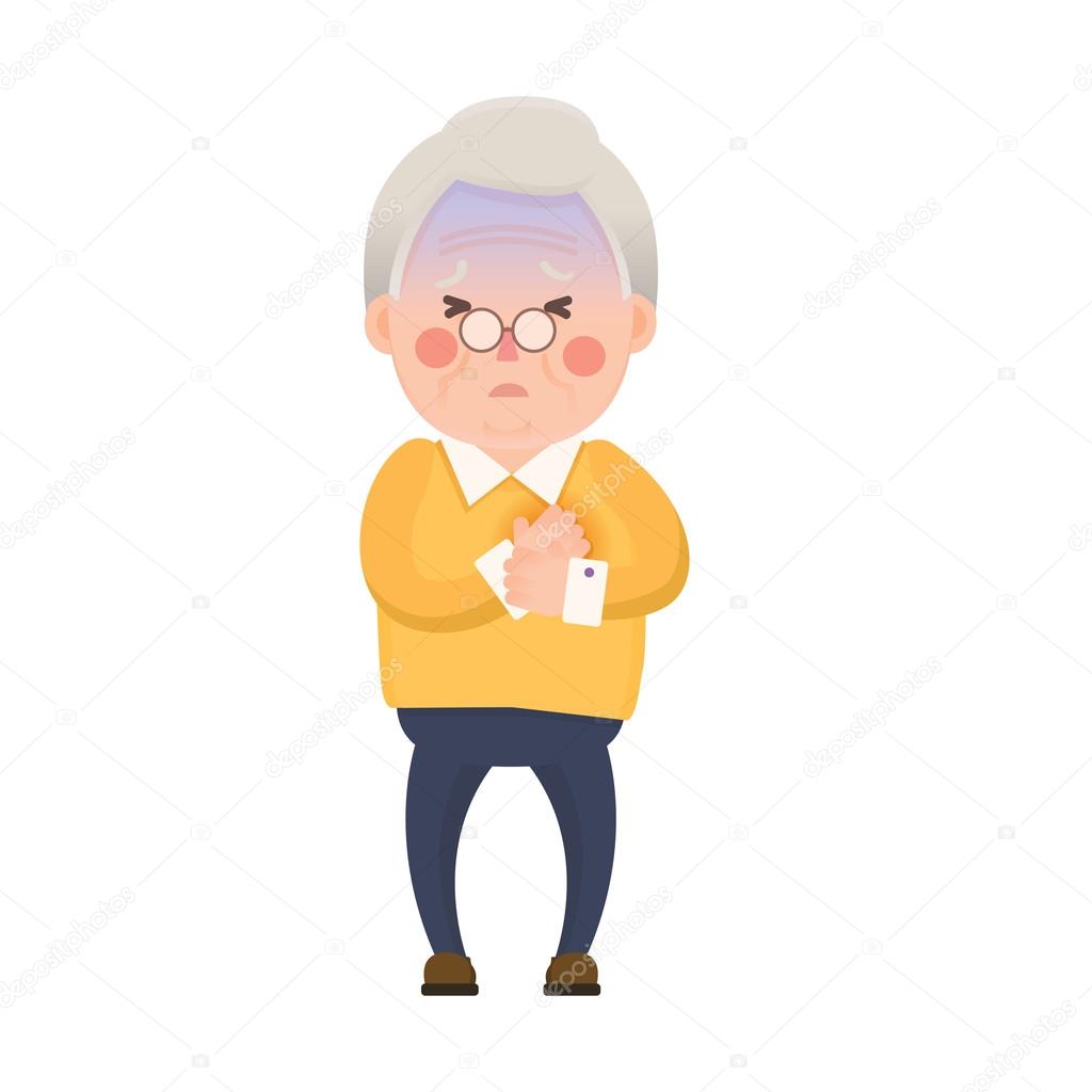 Old Man Chest Pain Cartoon Character