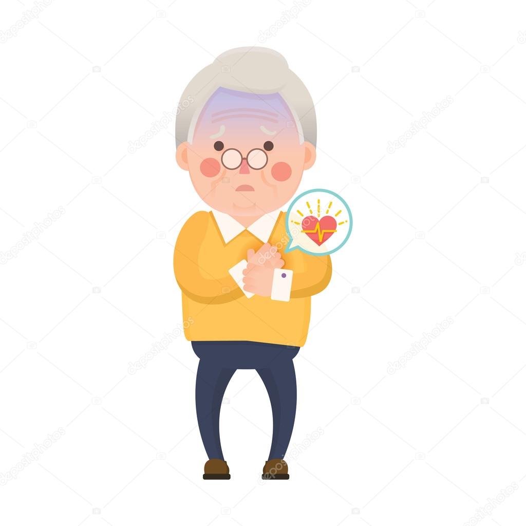 Old Man Heart Attack Cartoon Character