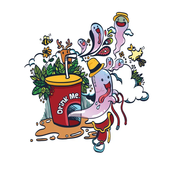 Doodle Espíritu divertido de la bebida — Archivo Imágenes Vectoriales