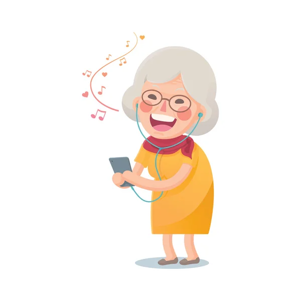 Šťastná žena poslouchat hudbu — Stockový vektor