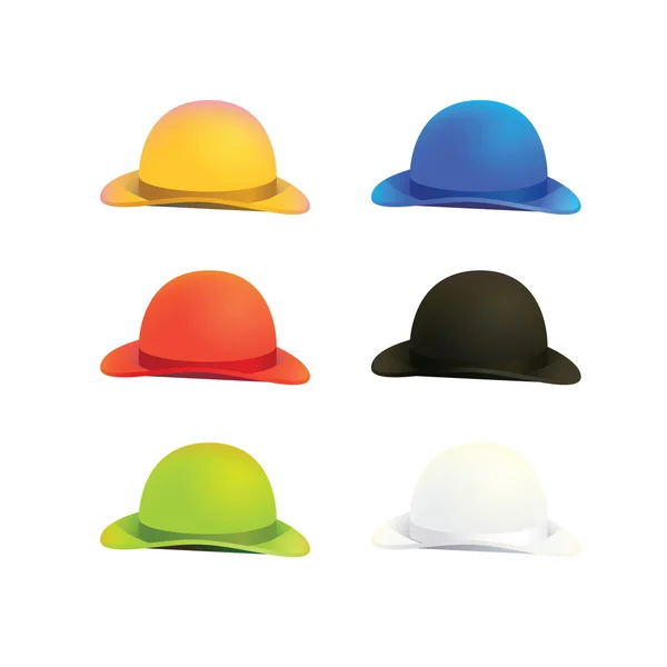 Chapeau Six Couleurs Bowler ou Derby — Image vectorielle