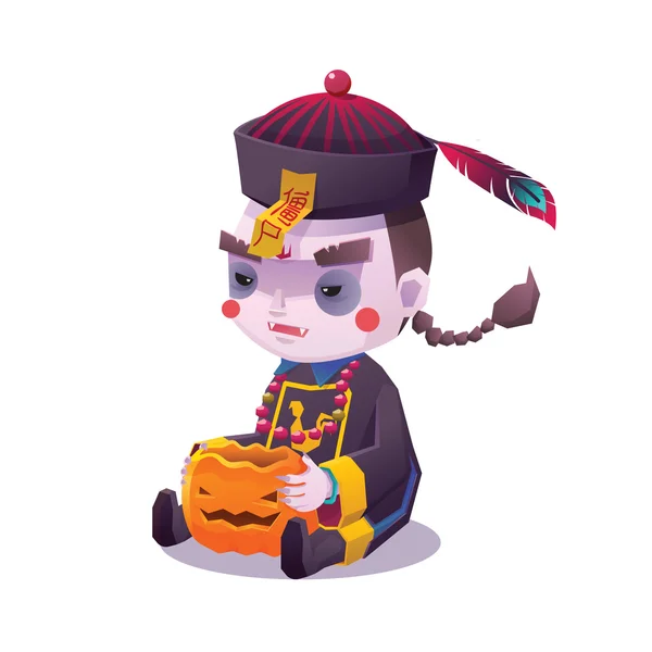 Chinese hoppen Vampire Ghost voor Halloween — Stockvector