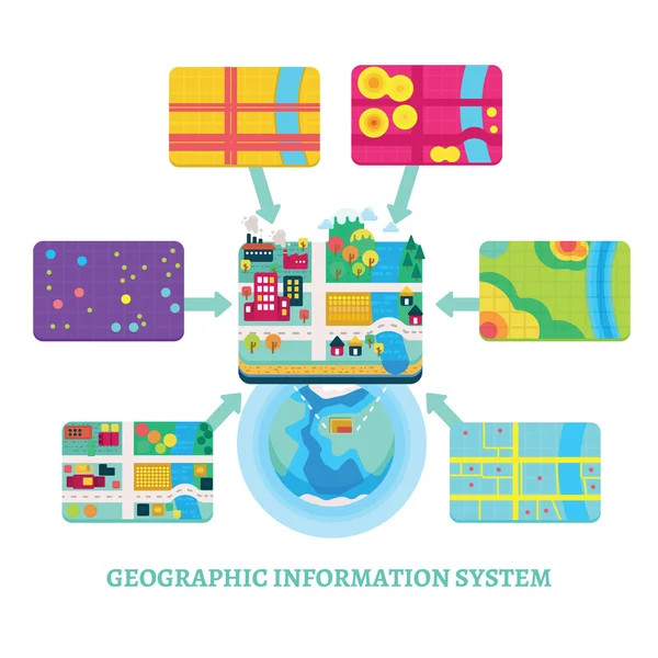 Camadas de Dados de Conceito GIS para Infográfico —  Vetores de Stock