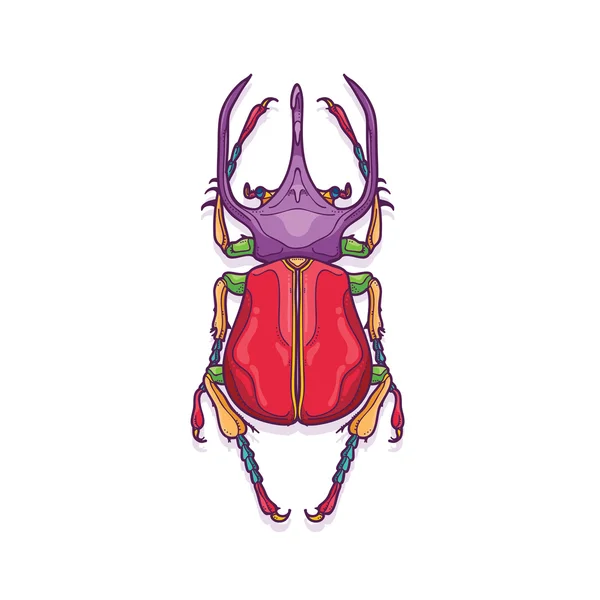 Colorful Big Horn Beetle Bug Insect — Stock Vector