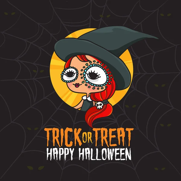 Halloween Trick or Treat costume de sorcière — Image vectorielle
