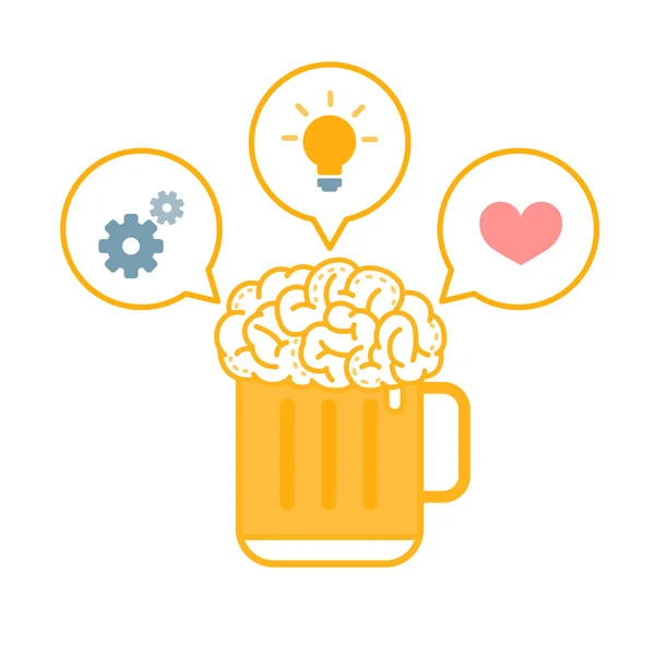 Hersenen bier ideeën — Stockvector