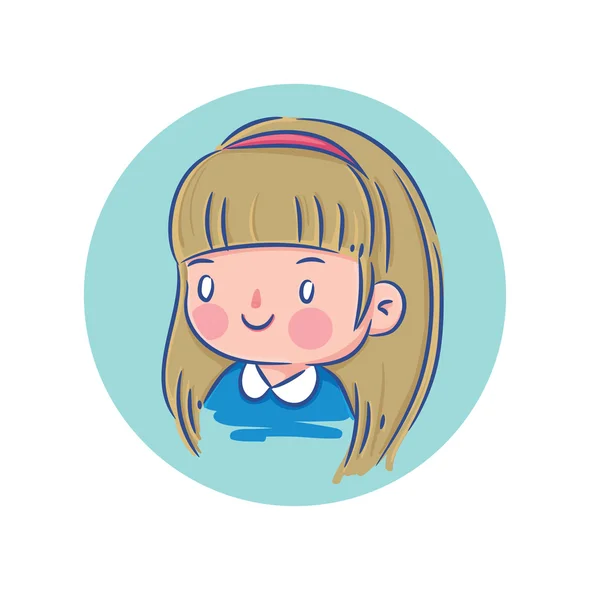 Kék ing-boldog kis lány — Stock Vector