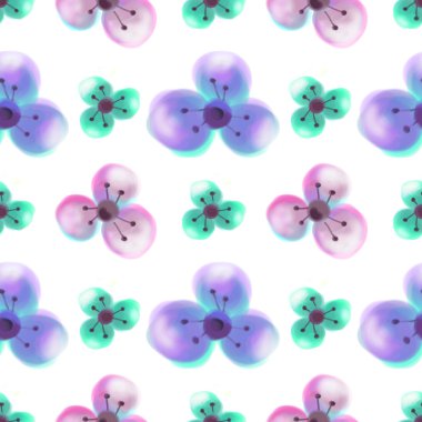 Dikişsiz çizilmiş suluboya desen