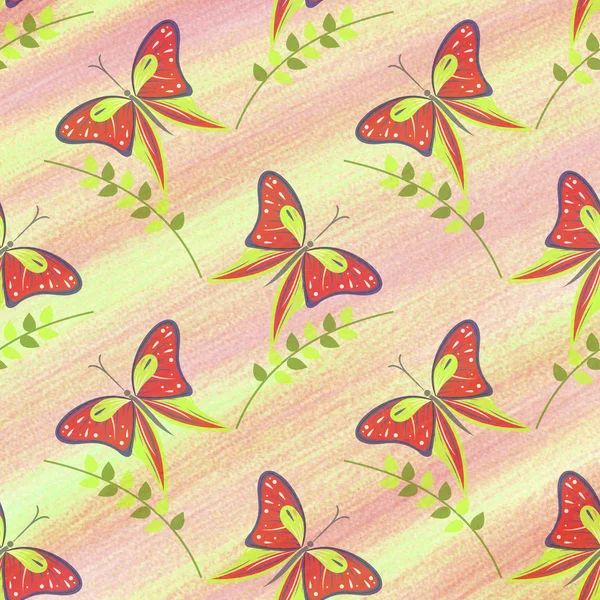 Fondo dibujado con mariposa — Foto de Stock