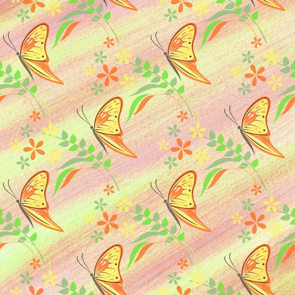 Fundo desenhado com borboleta — Fotografia de Stock