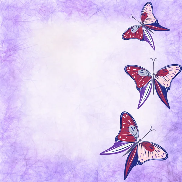 Gezogene Karte mit Schmetterling — Stockfoto