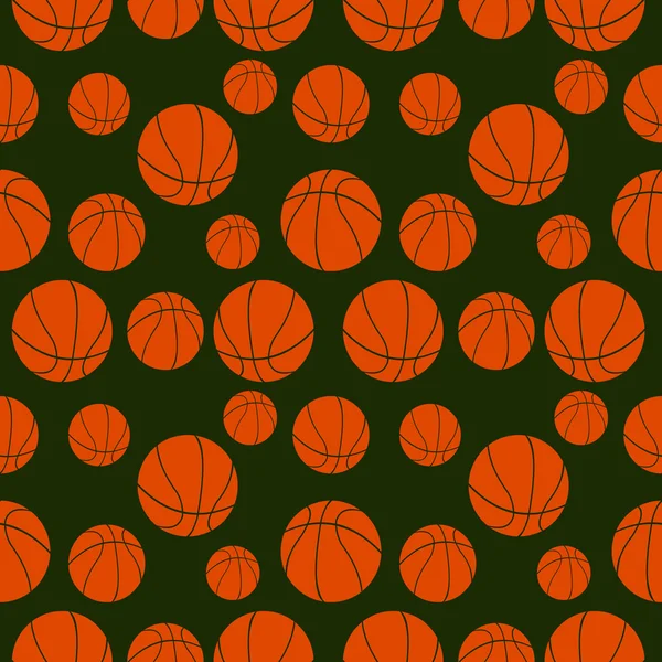 Seamless vector pattern with elements of orange basketballs — Stock Vector