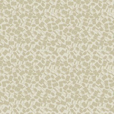 Sorunsuz vektör desen, retro kamera unsurları ile mat bej kaotik arka plan